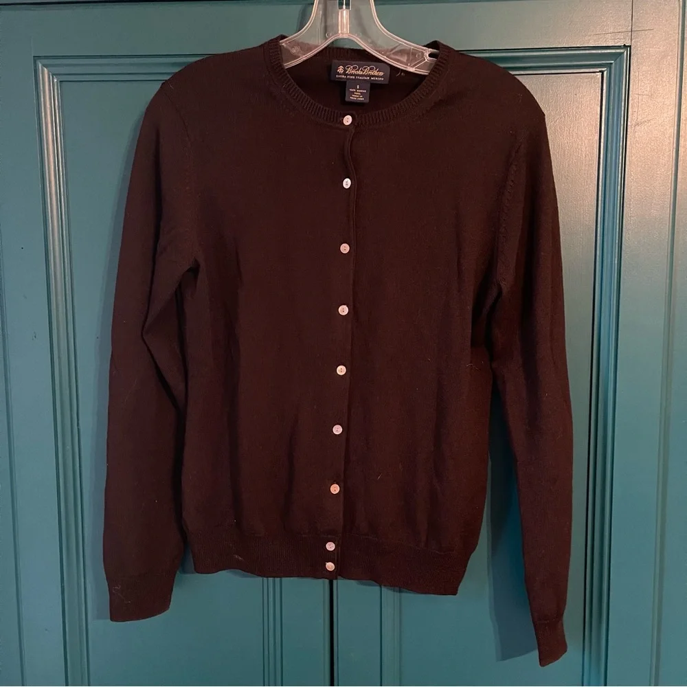 Brooks Brothers Italian merino wool brown cardigan sweater button up